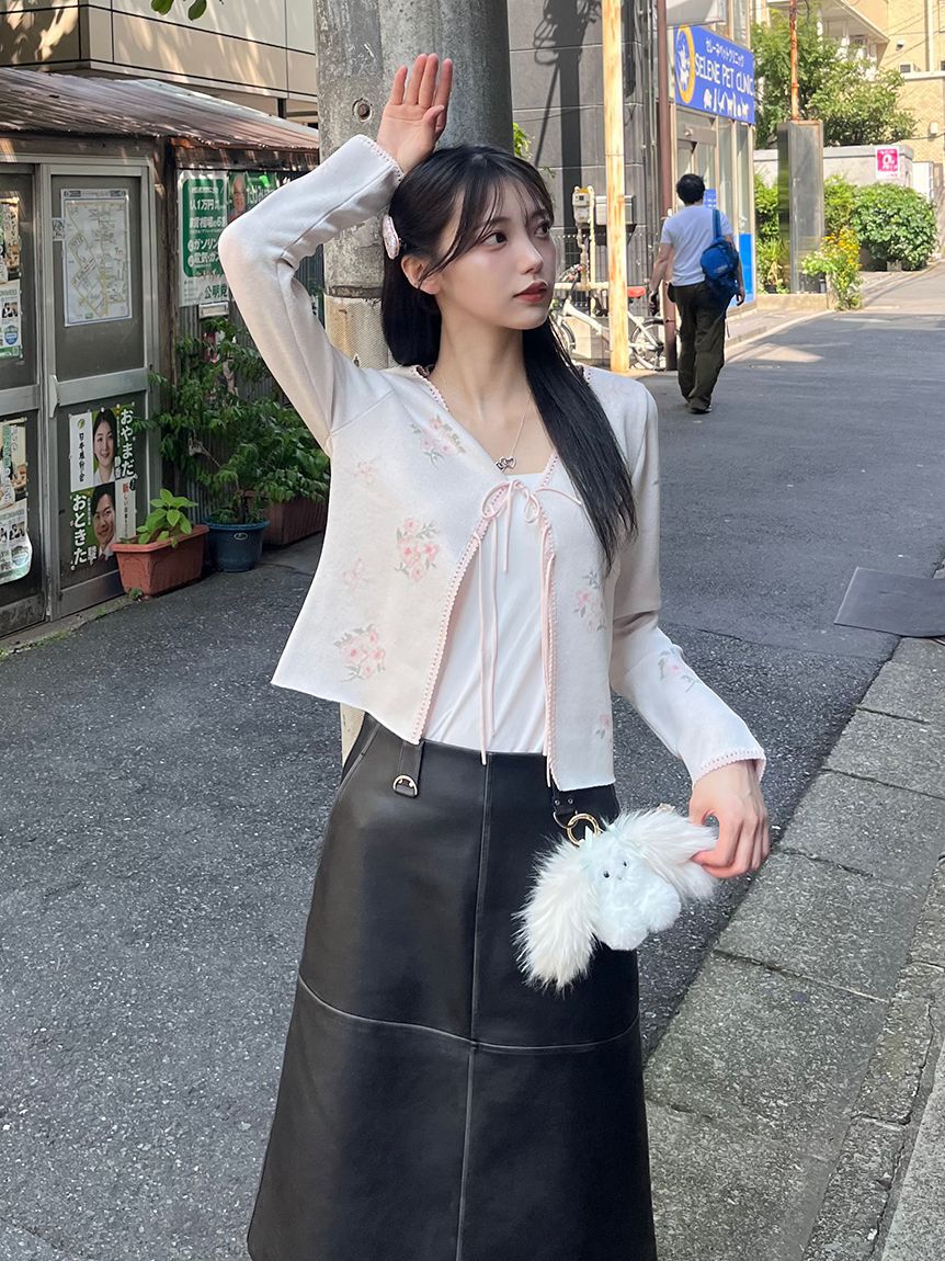 FURFUR「フラワーリボンジャガードカーディガン」|カーディガン|