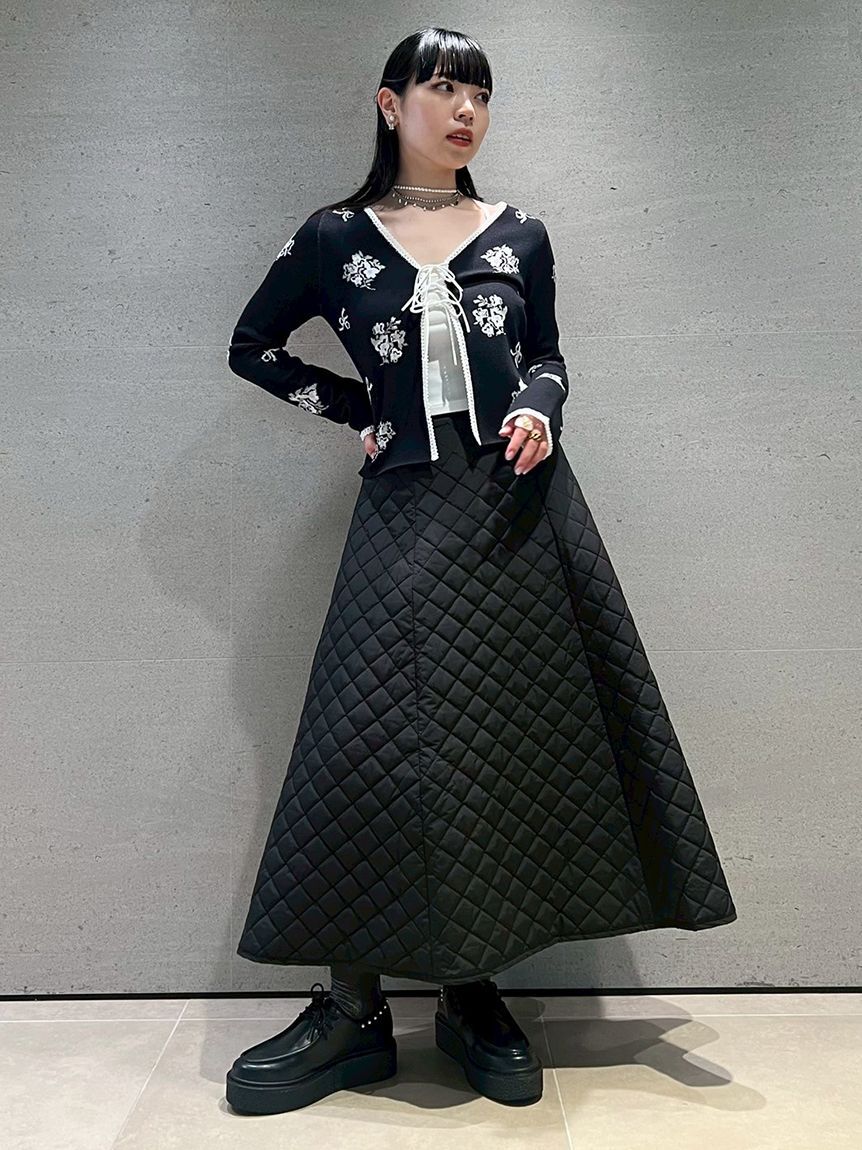 FURFUR「フラワーリボンジャガードカーディガン」|カーディガン|