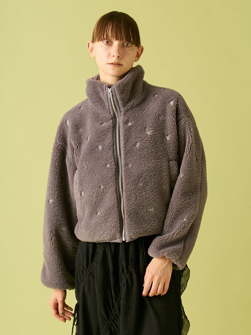 FURFUR「フラワービーズ刺繍ボアブルゾン」|ブルゾン・スタジャン|