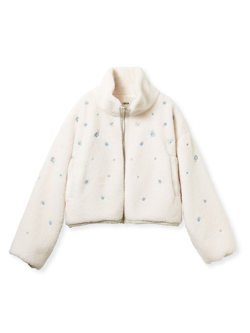 FURFUR「フラワービーズ刺繍ボアブルゾン」|ブルゾン・スタジャン|