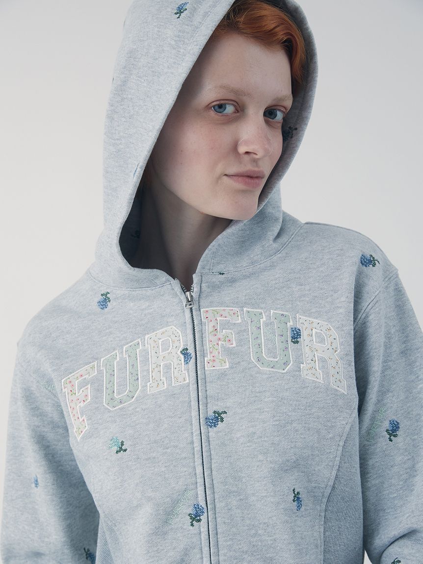 FURFUR「フラワー刺繍ジップアップフーディー」|パーカー|
