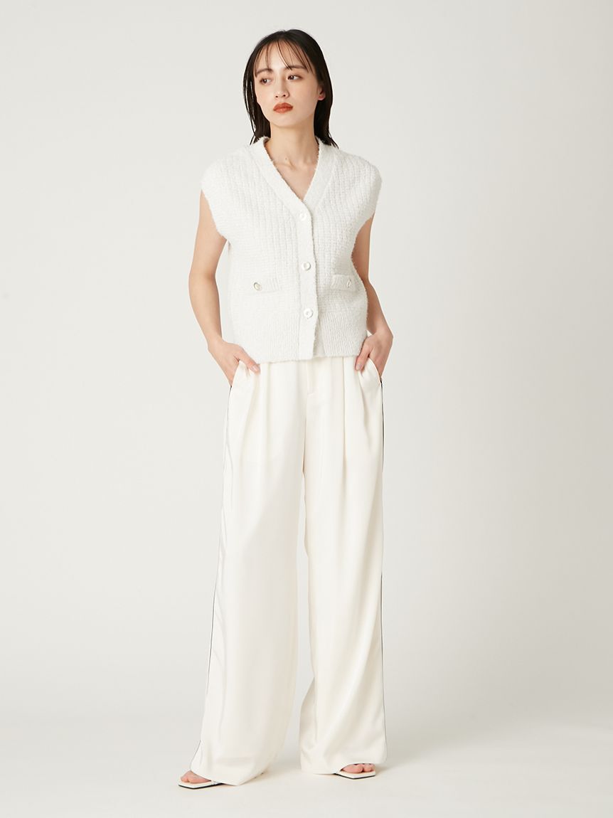 FRAY I.D「サイドラインサテンワイドパンツ／ウォッシャブル」|チノ|