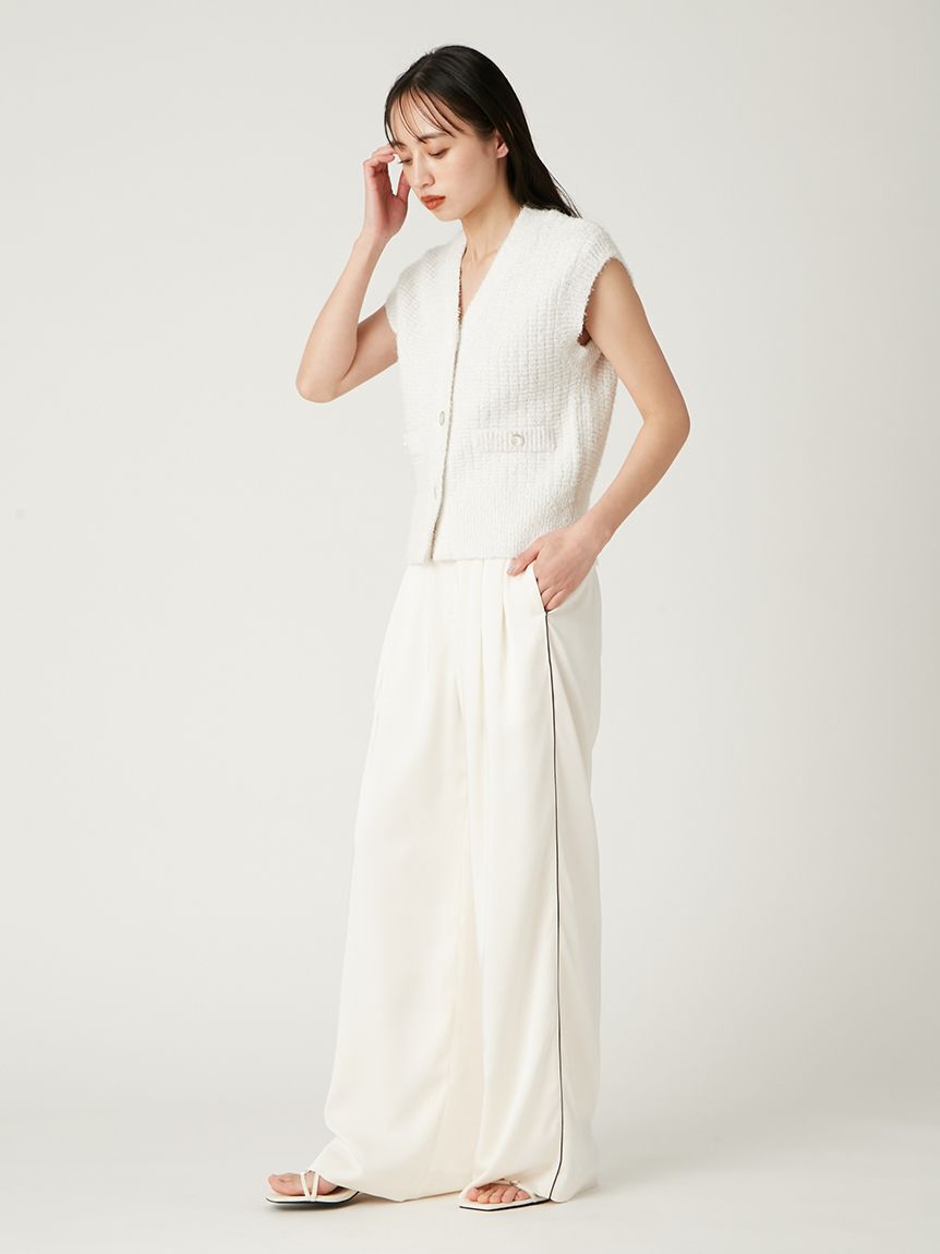 FRAY I.D「サイドラインサテンワイドパンツ／ウォッシャブル」|チノ|