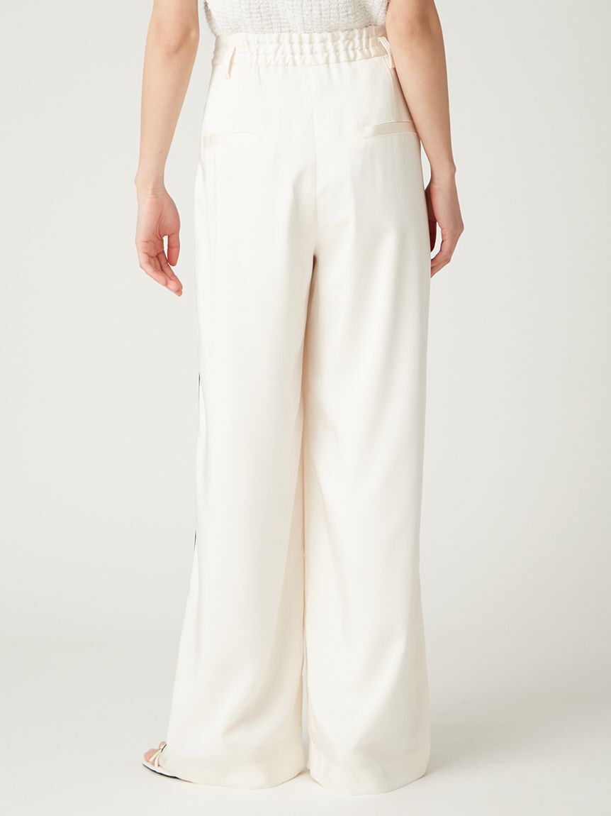 FRAY I.D「サイドラインサテンワイドパンツ／ウォッシャブル」|チノ|