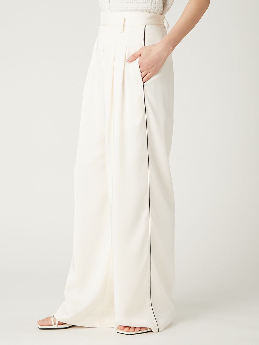 FRAY I.D「サイドラインサテンワイドパンツ／ウォッシャブル」|チノ|