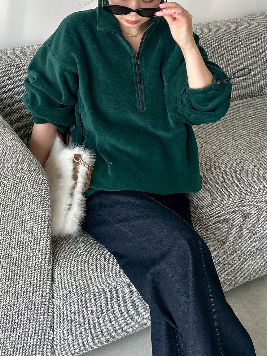 FRAY I.D「【FRAY I.D｜Champion】フリースハーフジッププルオーバー」|Tシャツ・カットソー|