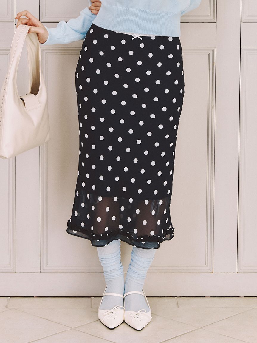 LILY BROWN「プリントシフォンバイアスミディスカート」|スカート|NVY