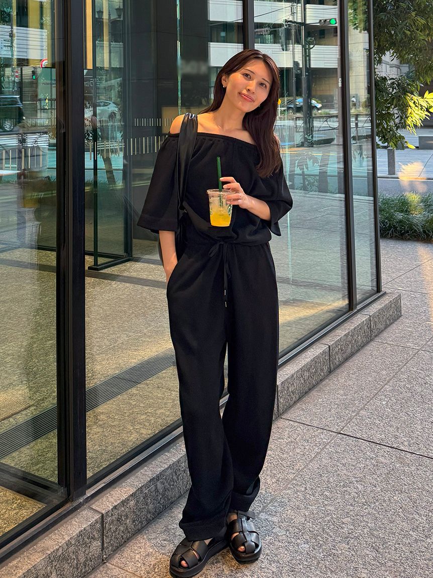 styling/「ドローコードオールインワン」|オールインワン|BLK