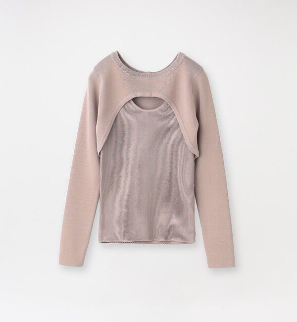  「クロップドレイヤードコンビニット」|ニット・セーター|ブラウン