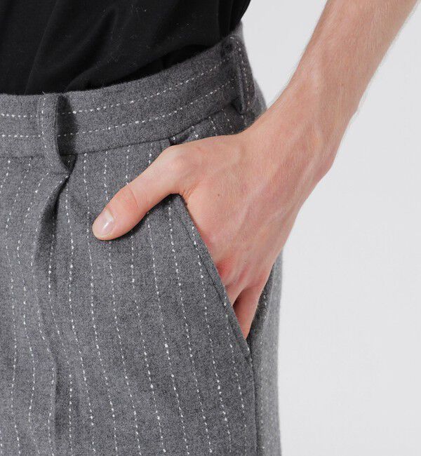  「ウールストライプワイドトラウザーズ」|スラックス|