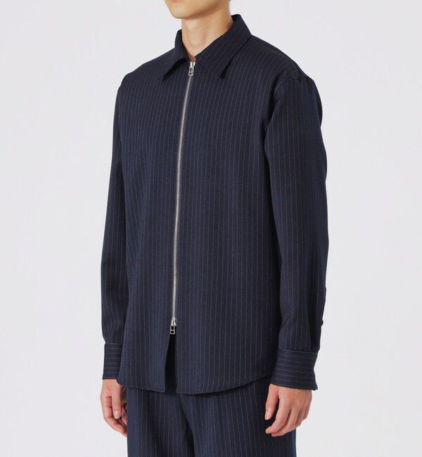  「ピンストライプジップシャツ」|シャツ・ブラウス|