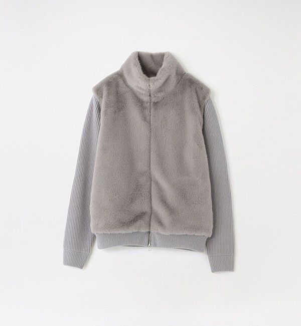  「【UNISEX】ファーコンビドライバーズニット」|ニット・セーター|グレー