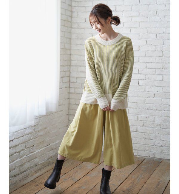 ikka「ストライプ柄ニットプルオーバー」|プルオーバー|