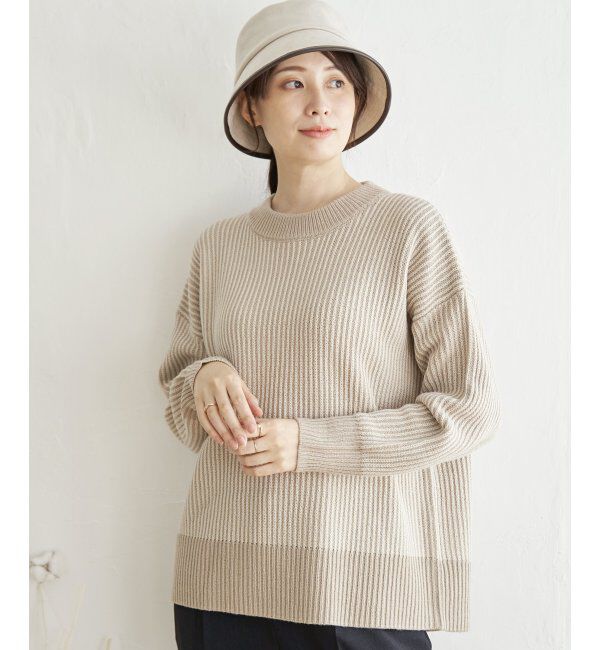 ikka「ストライプ柄ニットプルオーバー」|プルオーバー|