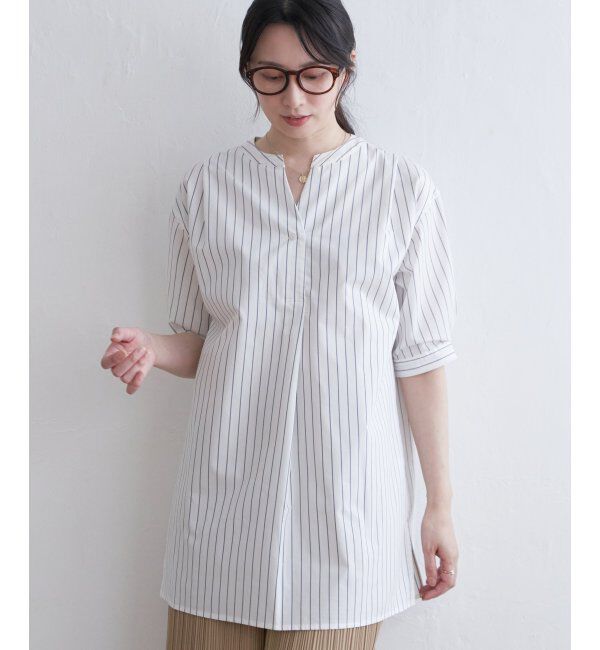 ikka「バンドカラースキッパーチュニック」|シャツ・ブラウス|