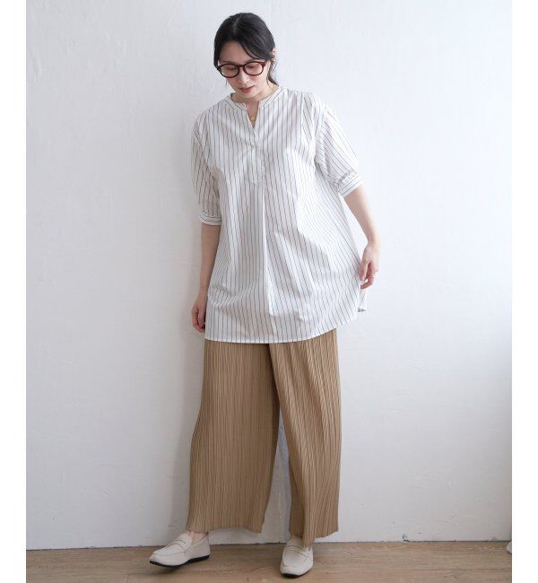 ikka「バンドカラースキッパーチュニック」|シャツ・ブラウス|