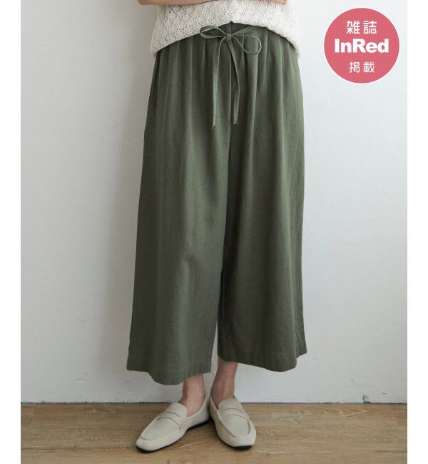 ikka「麻混ベルト付きワイドパンツ」|その他|オリブグリン