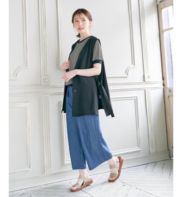 ikka「麻混ベルト付きワイドパンツ」|その他|