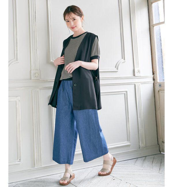 ikka「麻混ベルト付きワイドパンツ」|その他|