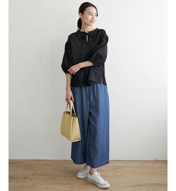 ikka「麻混ベルト付きワイドパンツ」|その他|