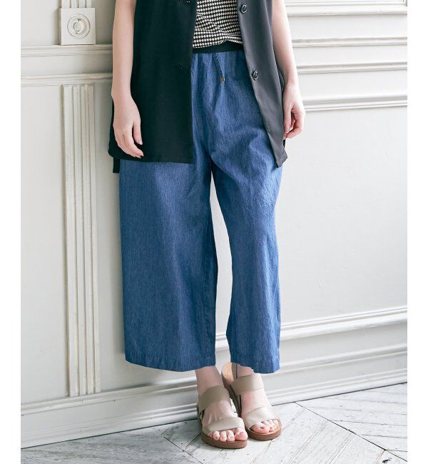 ikka「麻混ベルト付きワイドパンツ」|その他|