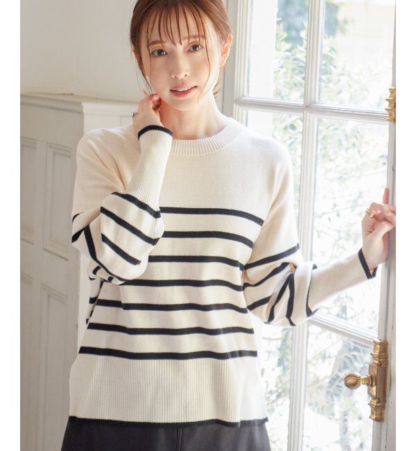 ikka「【親子おそろい】クリーミーサイドスリットニット」|プルオーバー|