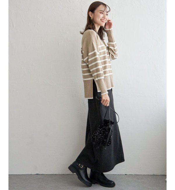 ikka「【親子おそろい】クリーミーサイドスリットニット」|プルオーバー|