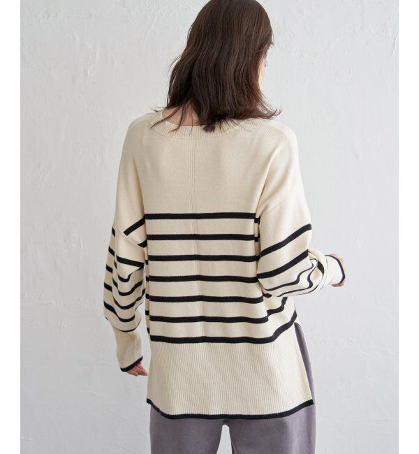 ikka「【親子おそろい】クリーミーサイドスリットニット」|プルオーバー|