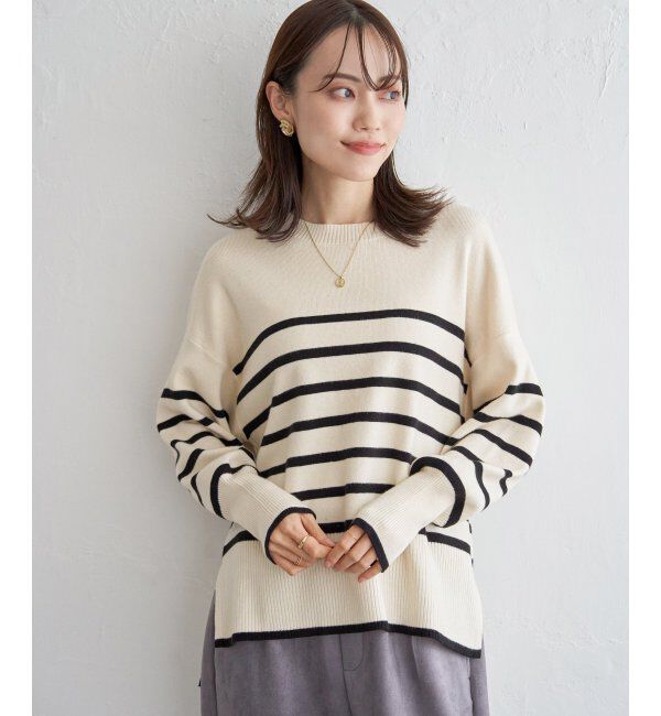 ikka「【親子おそろい】クリーミーサイドスリットニット」|プルオーバー|
