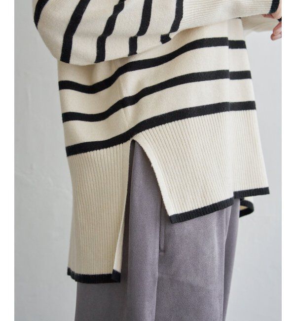 ikka「【親子おそろい】クリーミーサイドスリットニット」|プルオーバー|