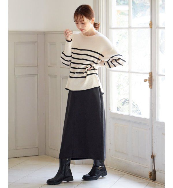 ikka「【親子おそろい】クリーミーサイドスリットニット」|プルオーバー|