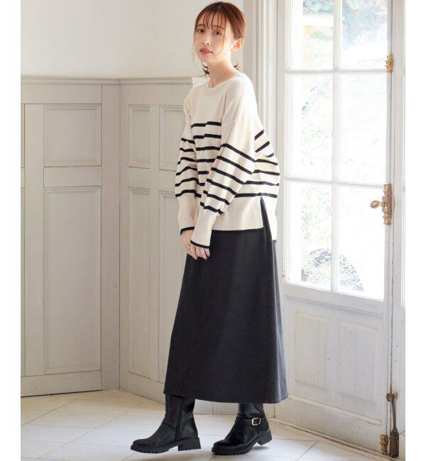 ikka「【親子おそろい】クリーミーサイドスリットニット」|プルオーバー|