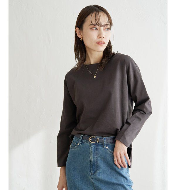 ikka「コットンUSAロンT」|Tシャツ・カットソー|チャコール