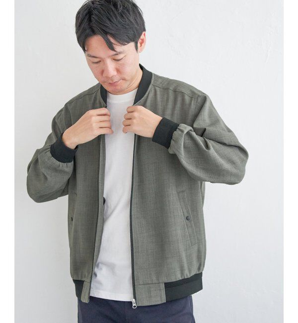 ikka「【雑誌MonoMax4月号掲載】イージーケアリネンライクブルゾン」|ブルゾン・スタジャン|グレー