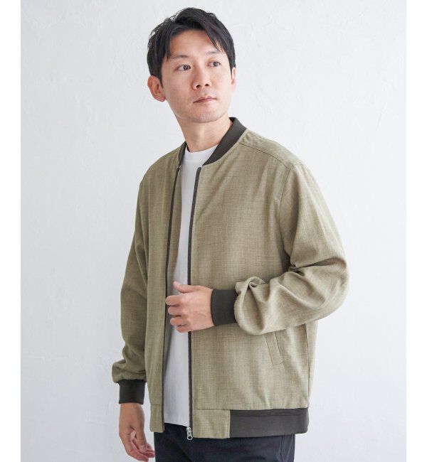 ikka「【雑誌MonoMax4月号掲載】イージーケアリネンライクブルゾン」|ブルゾン・スタジャン|ベージュ