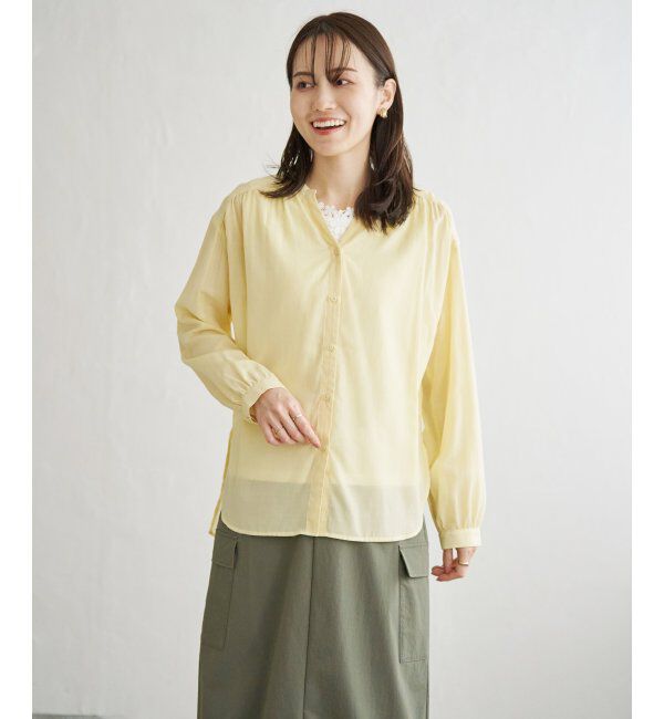 ikka「【雑誌InRed5月号掲載】シアーバックリボンブラウス」|シャツ・ブラウス|ライトイエロー