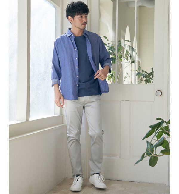 ikka「【雑誌MonoMax5月号掲載】【吸水速乾】7分袖イージーケアリネン無地シャツ」|シャツ・ブラウス|
