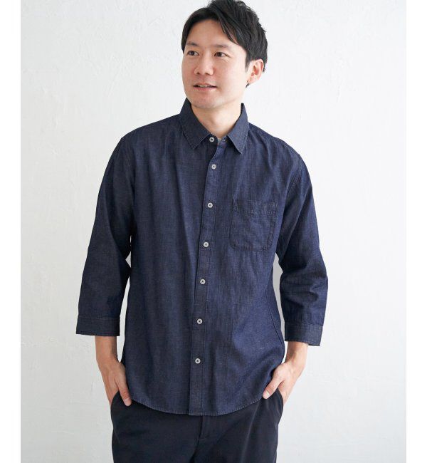 ikka「【雑誌MonoMax5月号掲載】【吸水速乾】7分袖イージーケアリネン無地シャツ」|シャツ・ブラウス|
