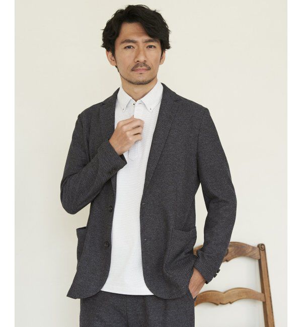 IKKA LOUNGE「【イージーケア】GOKU楽ワーク メランジライトジャケット」|テーラードジャケット|ネイビーブルー