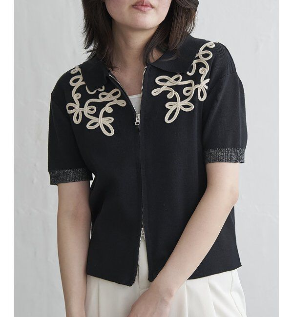 VENCE share style「コード刺繍ダブルジップブルゾン」|カーディガン|