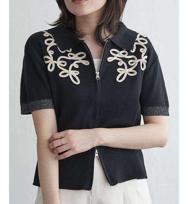 VENCE share style「コード刺繍ダブルジップブルゾン」|カーディガン|