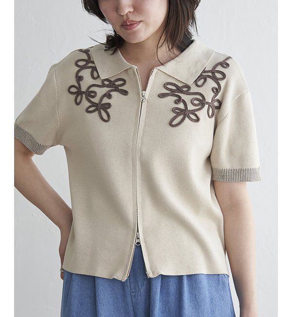 VENCE share style「コード刺繍ダブルジップブルゾン」|カーディガン|