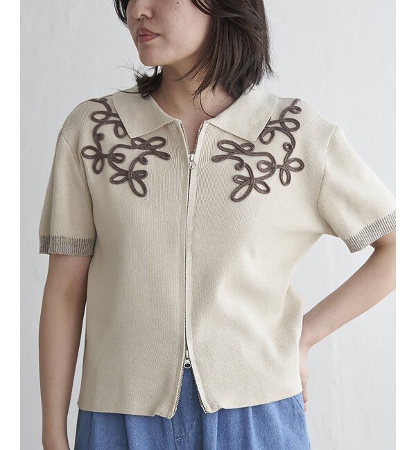 VENCE share style「コード刺繍ダブルジップブルゾン」|カーディガン|