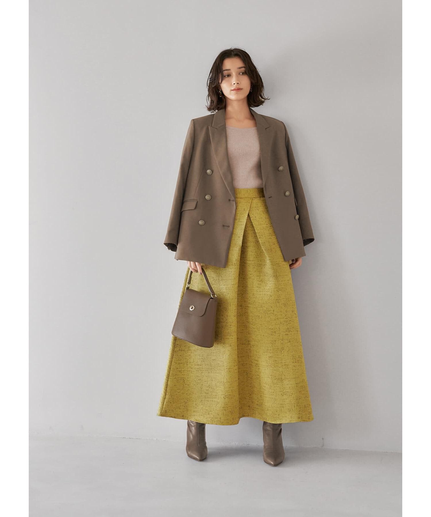 STYLE DELI「【LUXE】微光沢ジャガードマキシ丈タックスカート／90cm」|スカート|