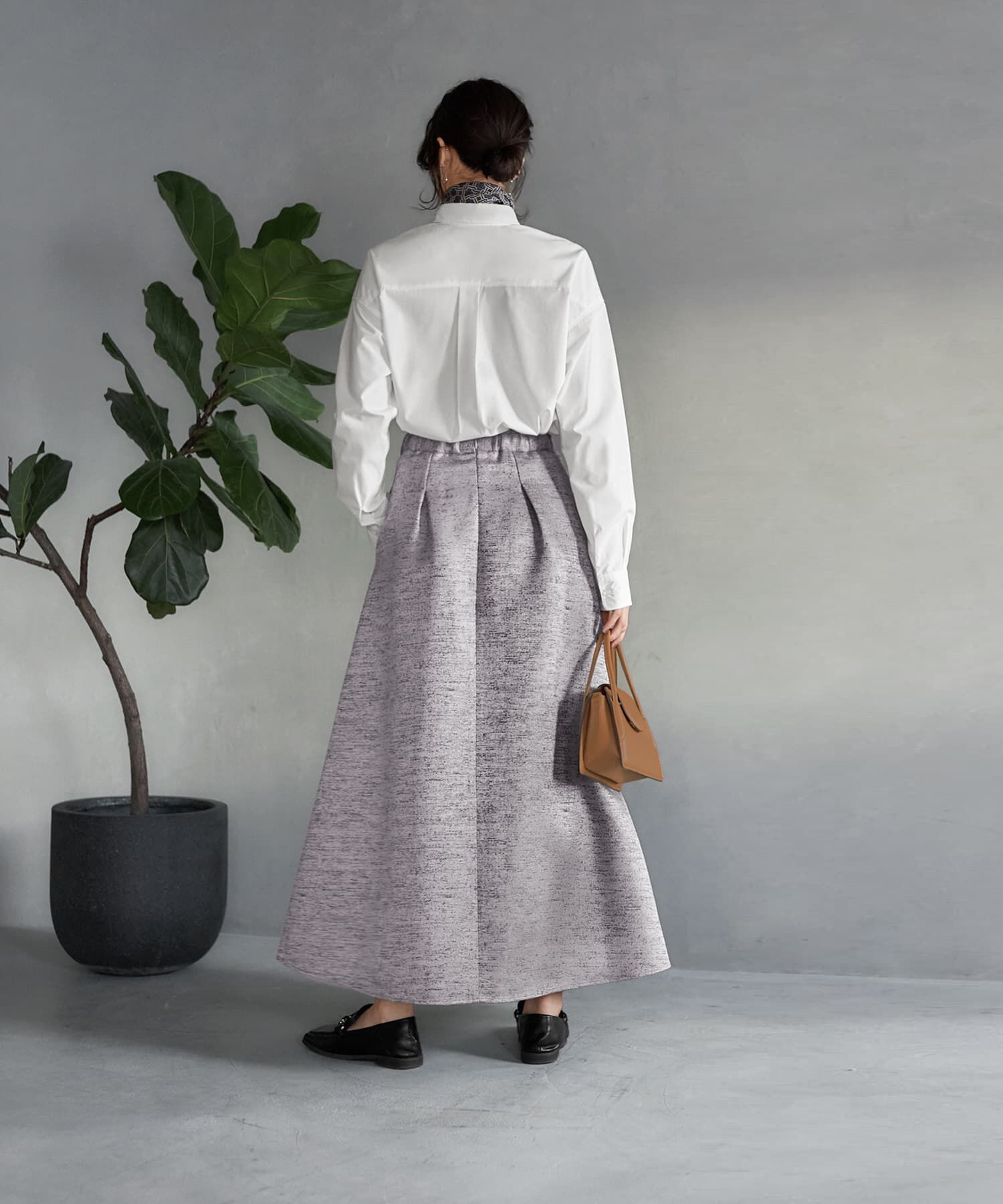 STYLE DELI「【LUXE】微光沢ジャガードマキシ丈タックスカート／90cm」|スカート|