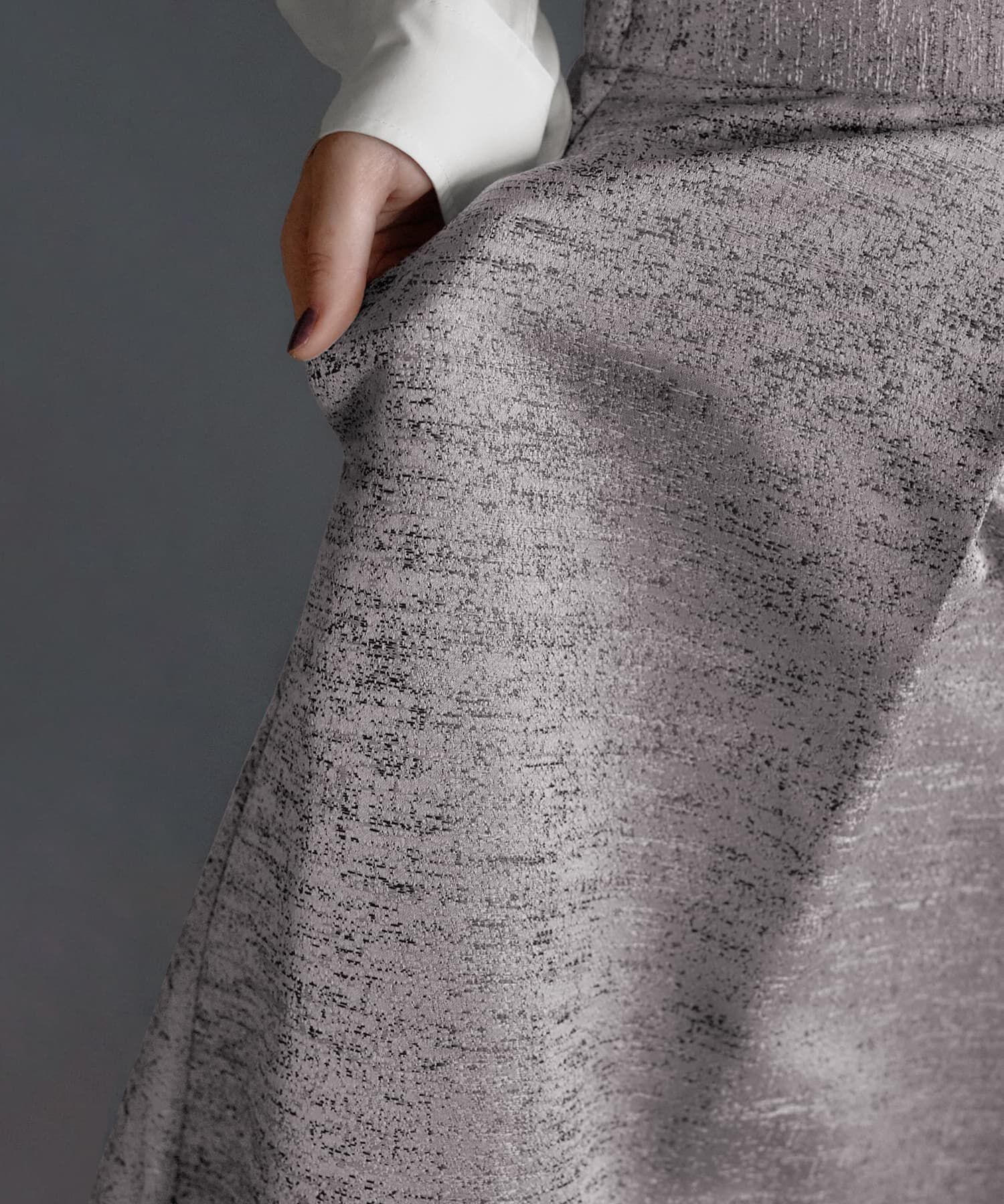 STYLE DELI「【LUXE】微光沢ジャガードマキシ丈タックスカート／90cm」|スカート|