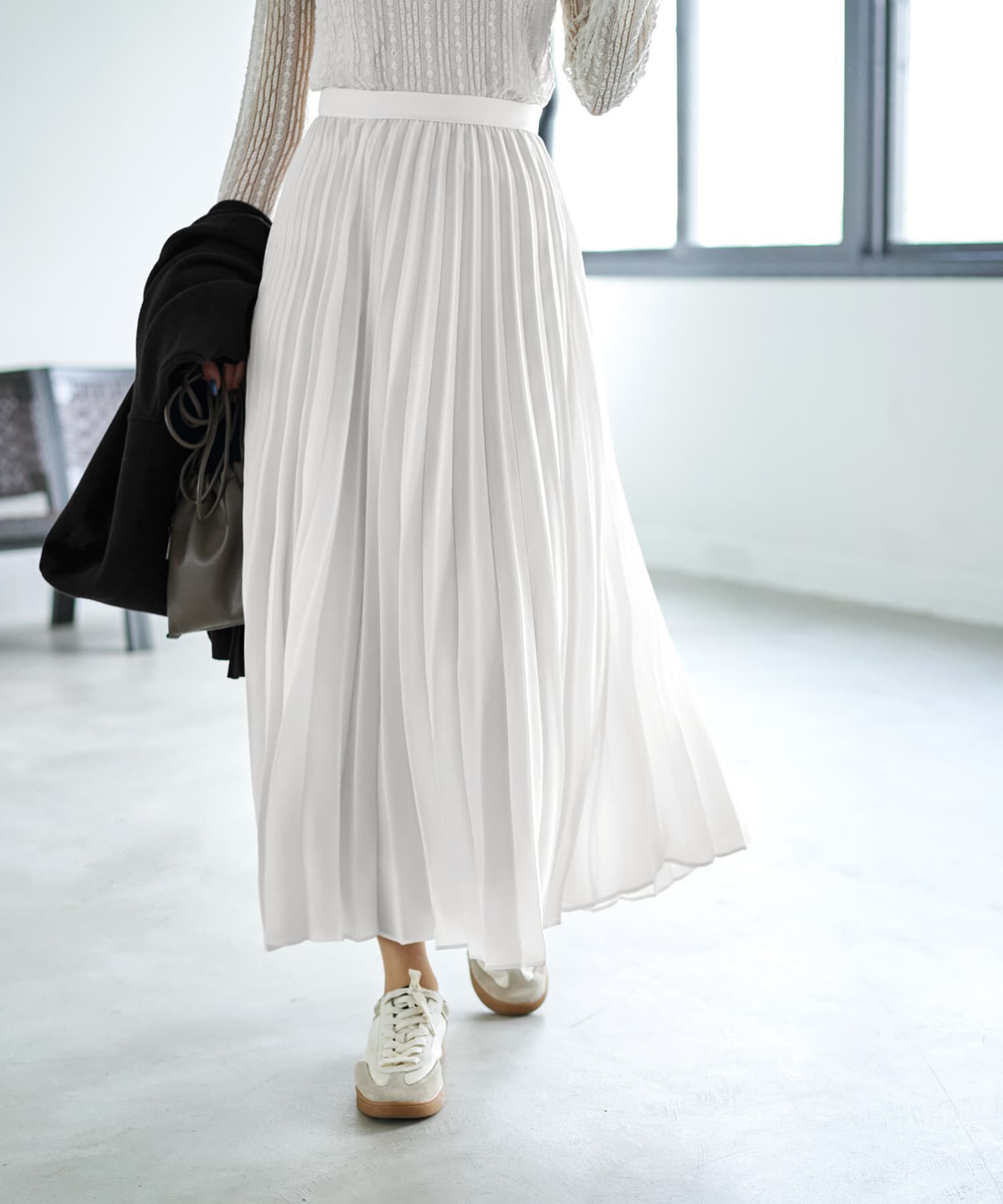 STYLE DELI「【なめらか全周ゴムウエスト】ジョーゼットプリーツスカート」|スカート|アイボリー