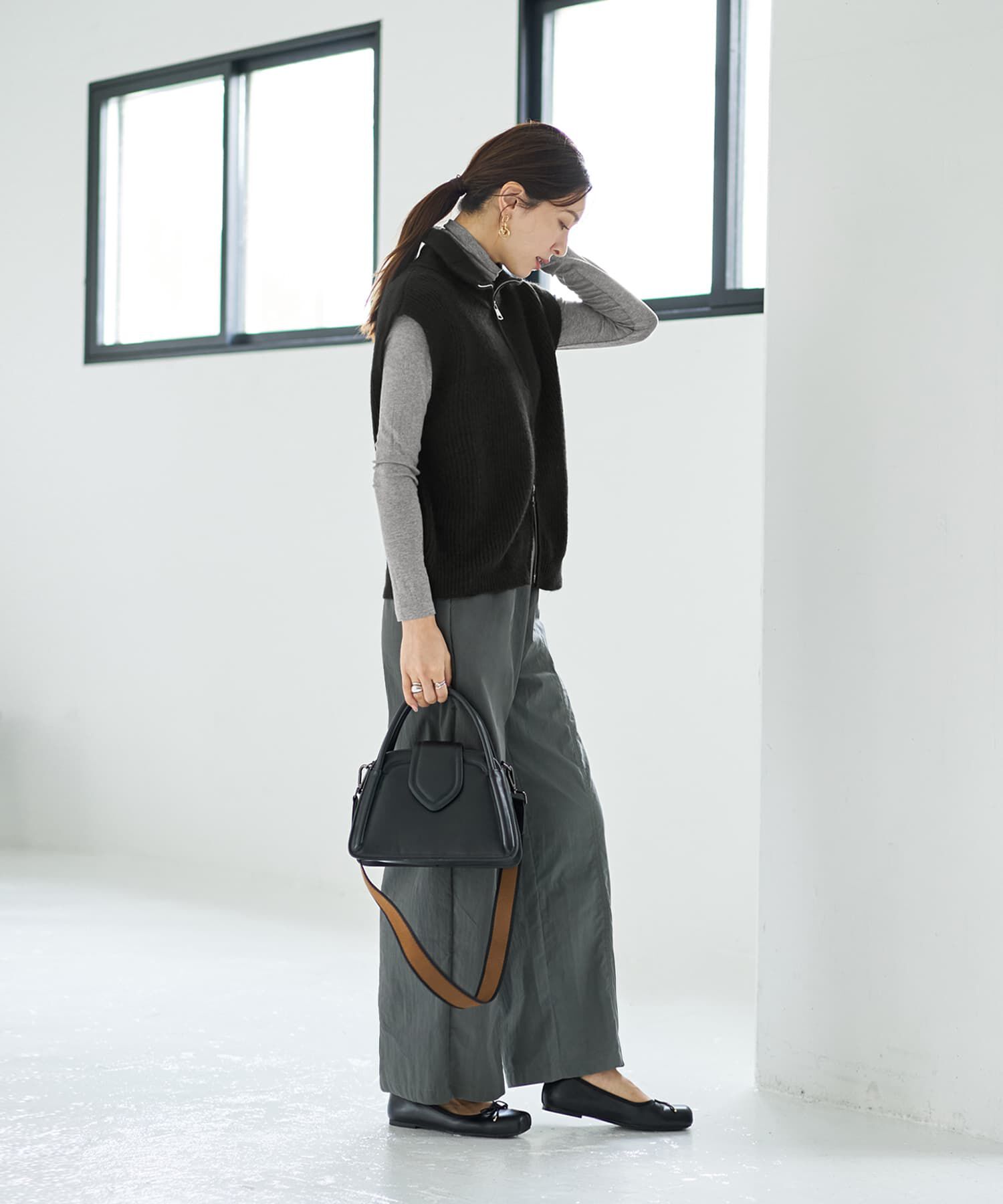 STYLE DELI「Wファスナースタンドネックニットベスト」|ニット・セーター|