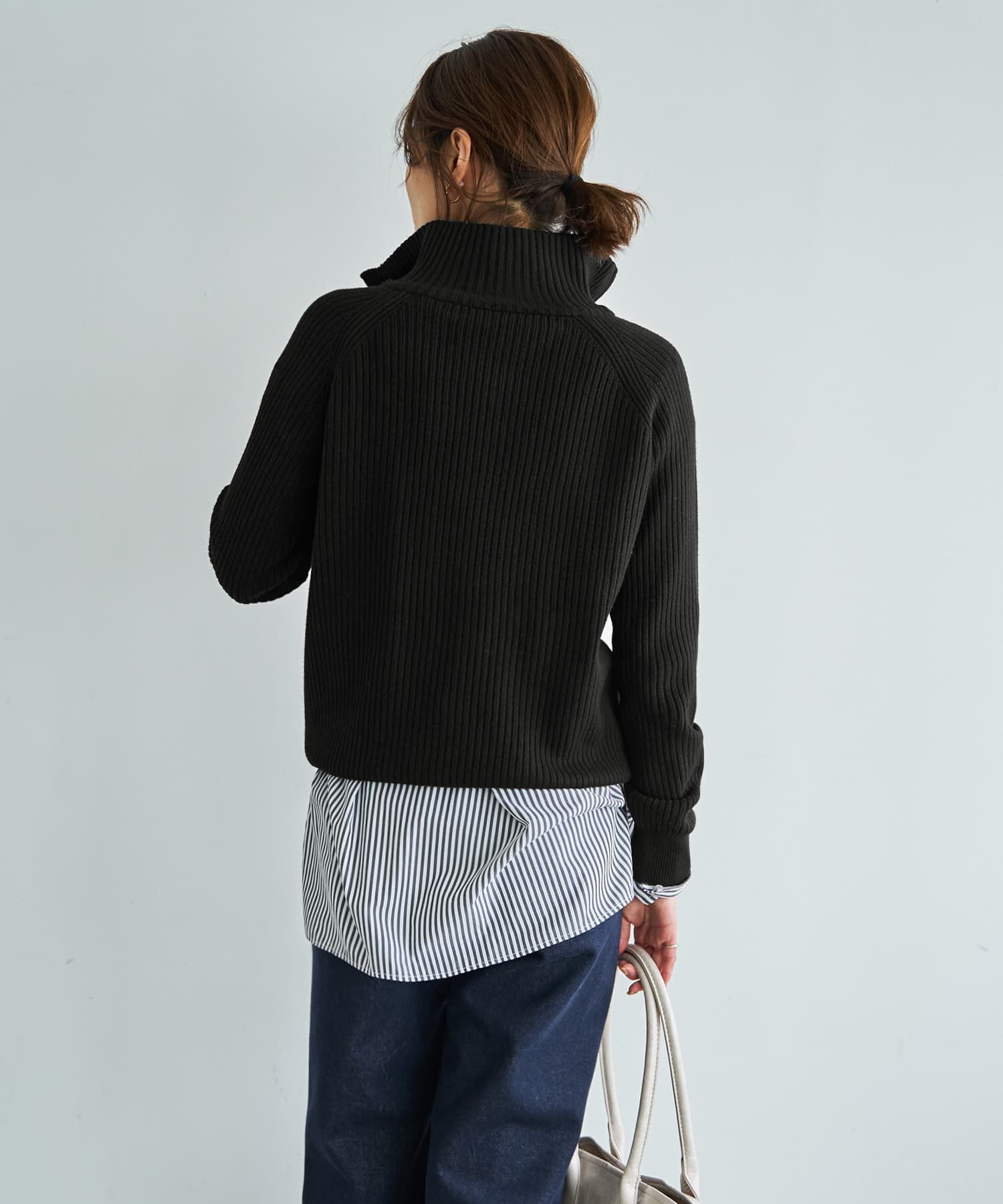 STYLE DELI「スタンドネックジップニットトップス」|ニット・セーター|