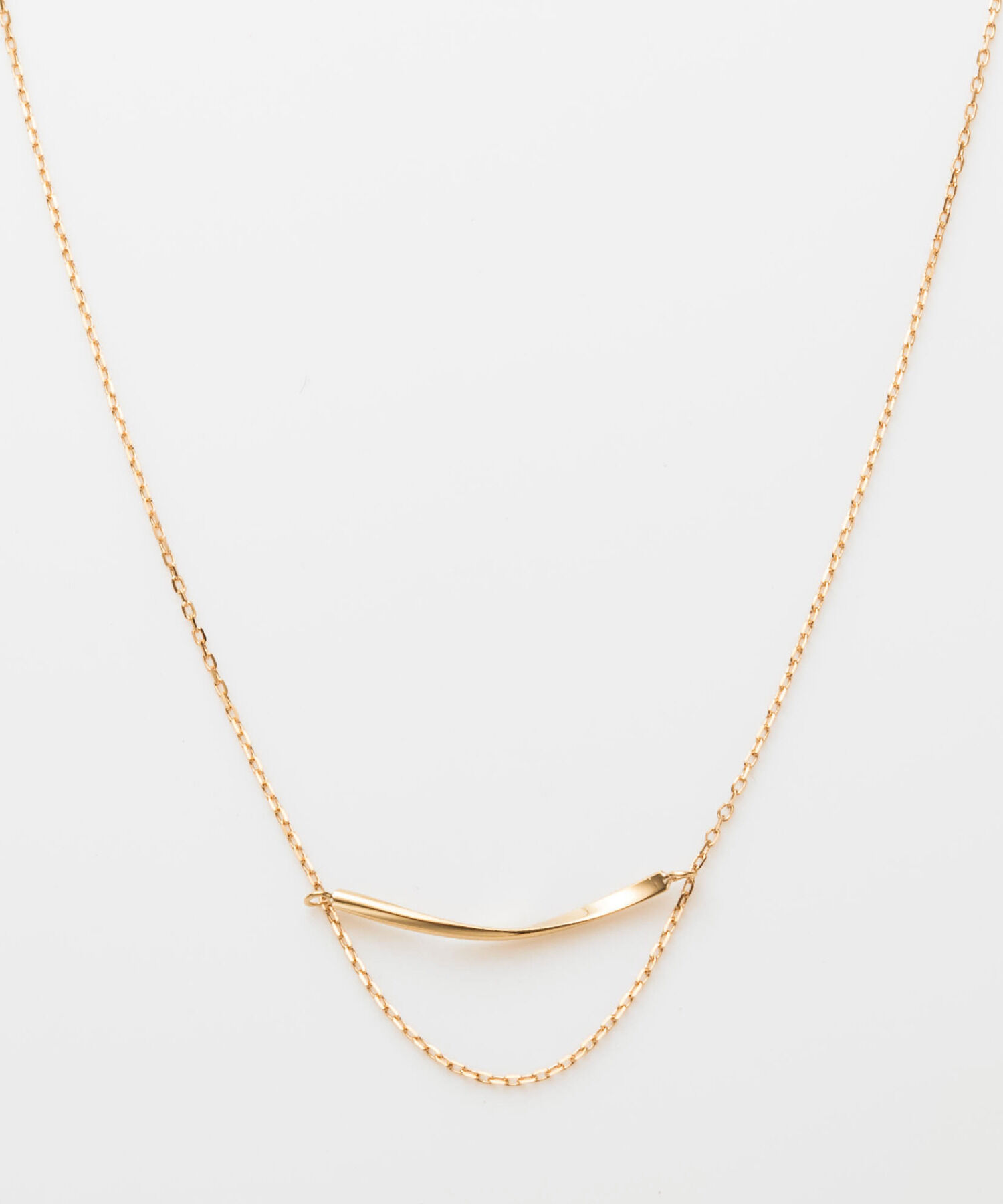 JUPITER「【K18】ゴールドラインバーネックレス/金属アレルギー対応<全長約39.5cm(調節した時の長さ36㎝)>」|ネックレス|